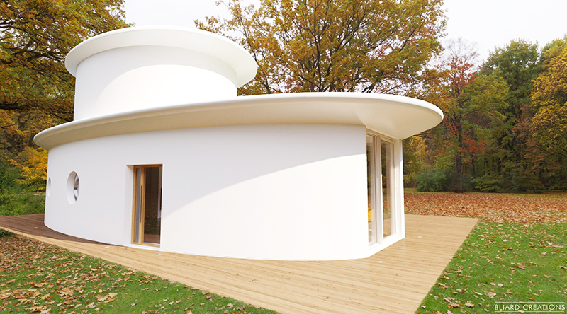 Maison contemporaine ovale unique ralise par Jean-Michel BLIARD